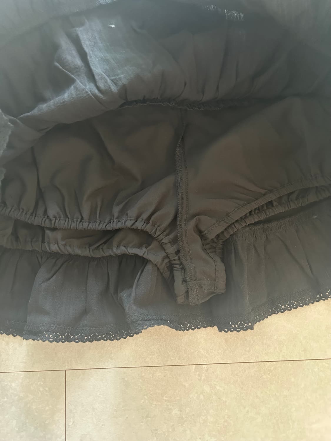 로라로라 스커트 DOUBLE LACE MINI SKIRT 블랙 S 상품이미지4