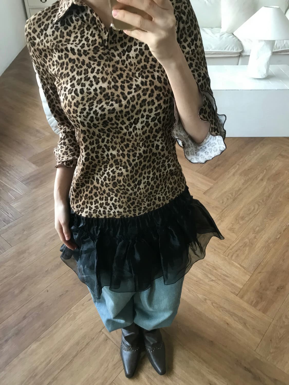 vintage leopard pattern top 상품이미지2