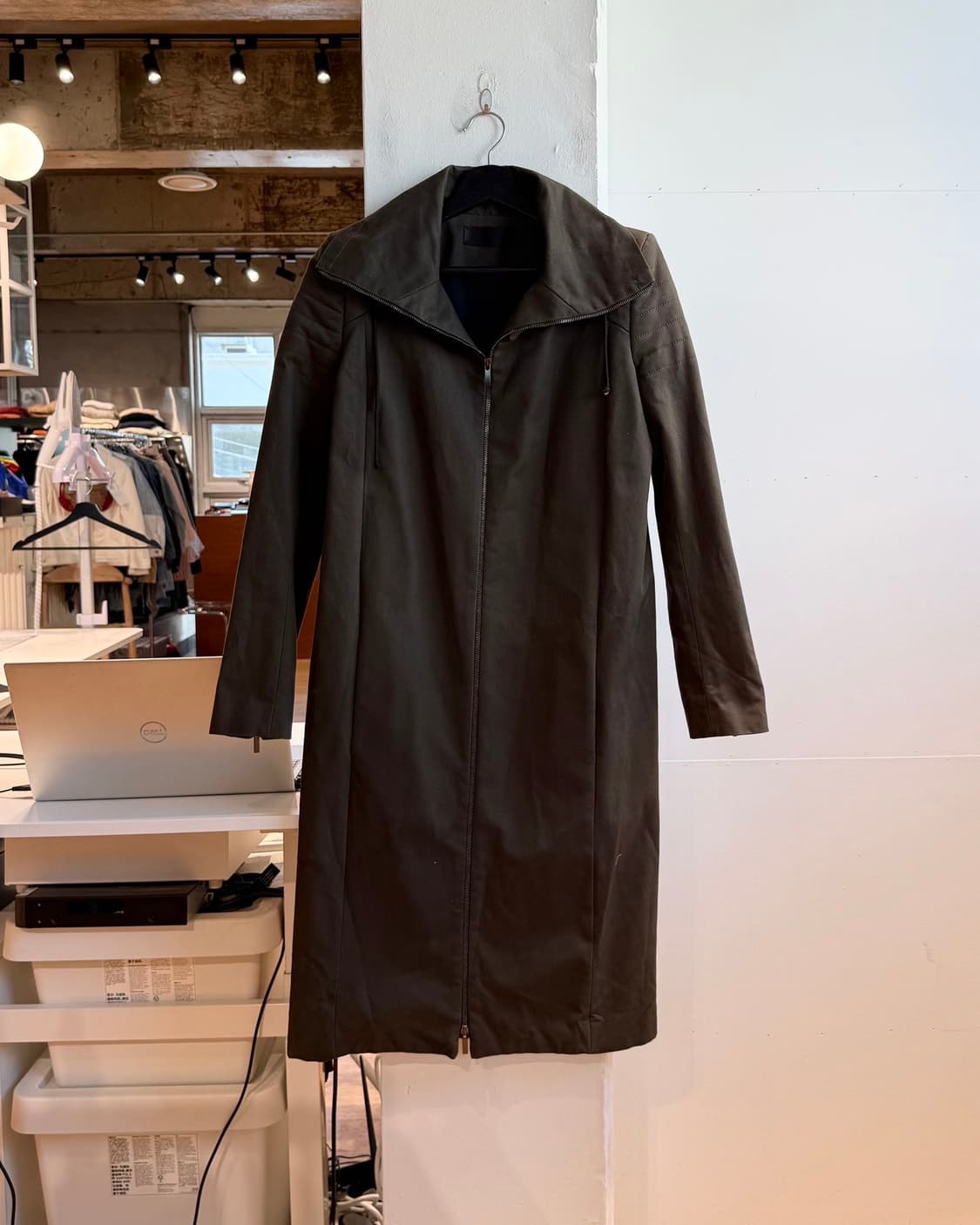 하이더 아커만 12fw 카키브라운 하이넥 집업 롱 코트 상품이미지2