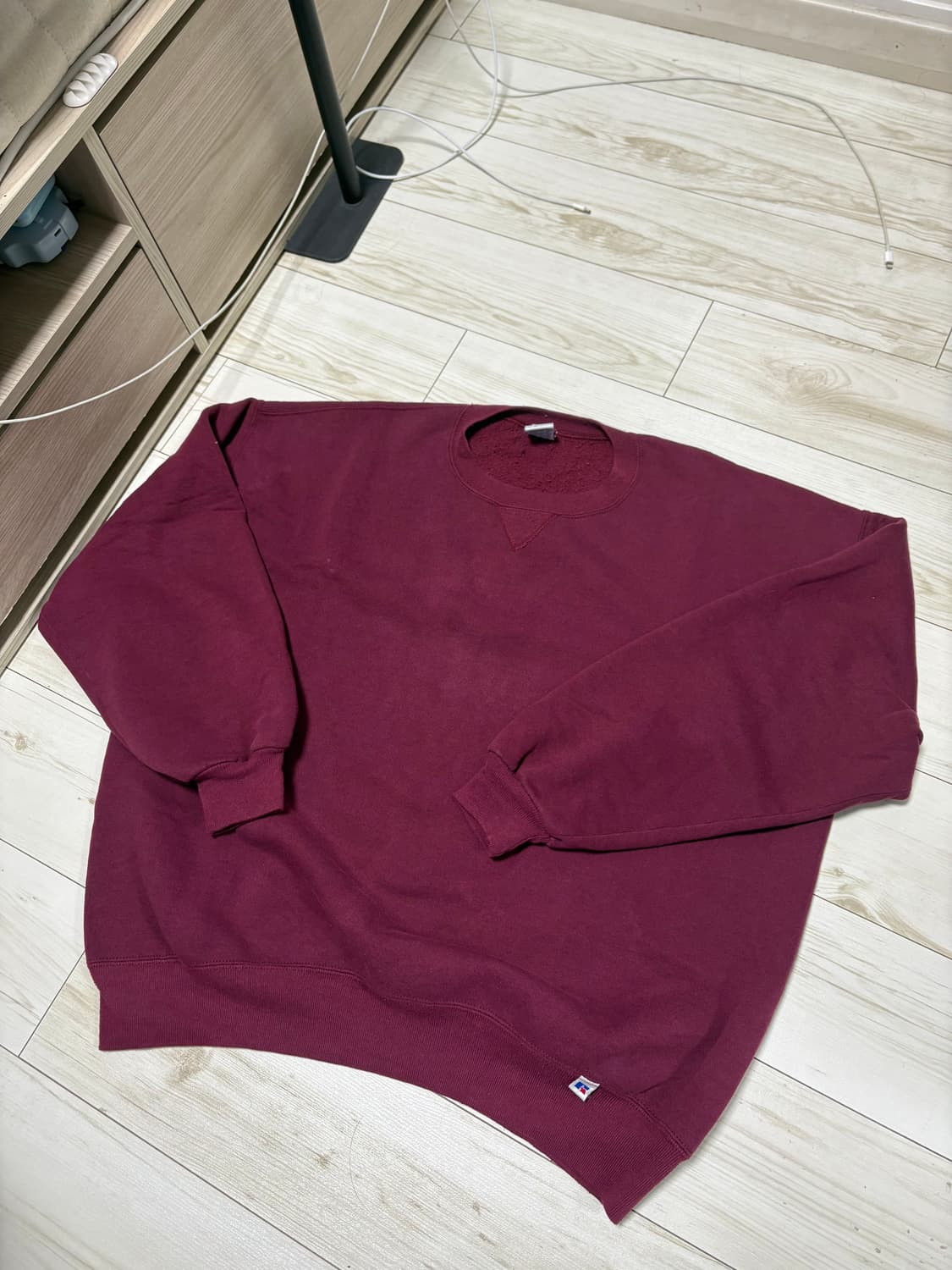 90s russell usa 러셀 plain sweat 버건디 2xl 상품이미지2