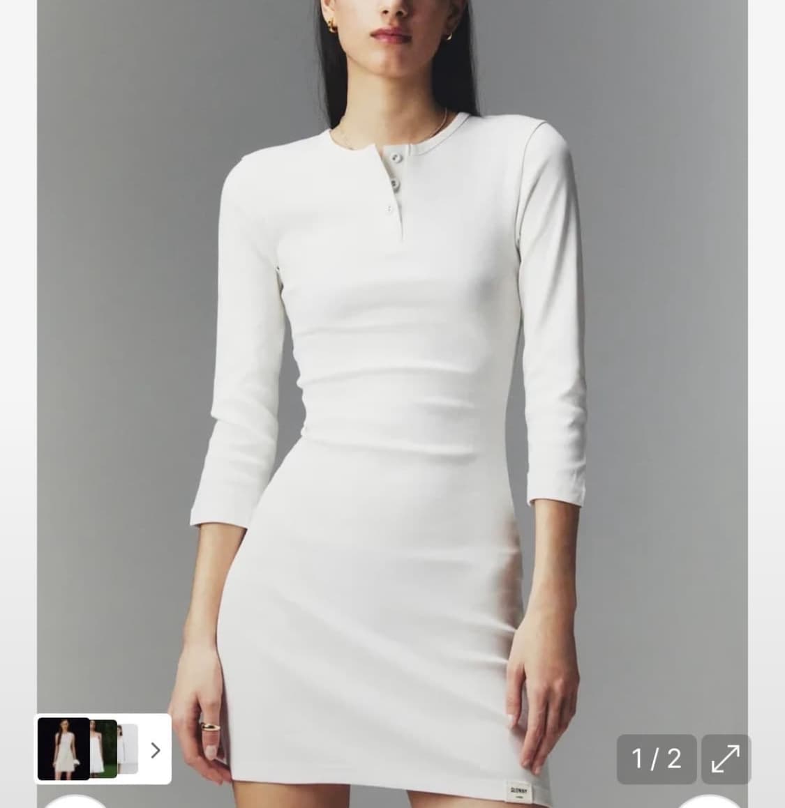 글로니 3/4 버튼 플라이 원피스 화이트 상품이미지1