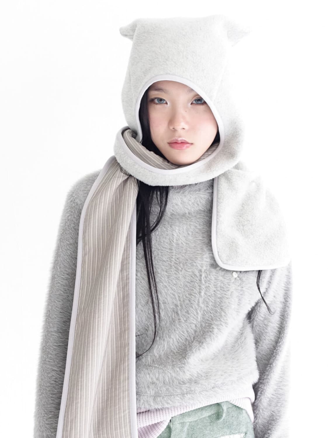 샵페어리 고양이 머플러 멜란지그레이 상품이미지1