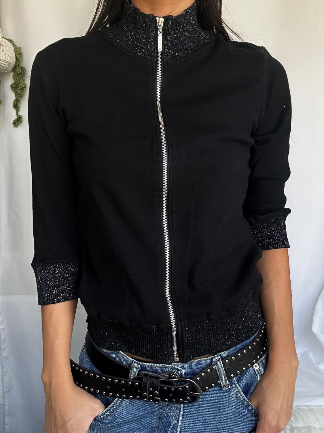 빈티지 7부 집업 가디건 상품이미지1