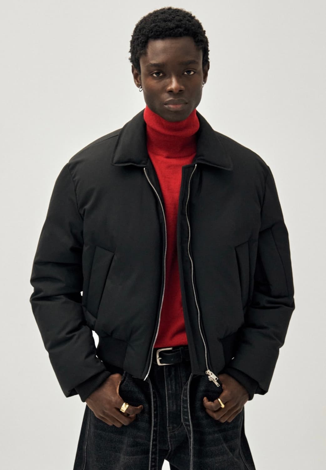 노이어 패디드 울 크롭 블루종 52사이즈 상품이미지2