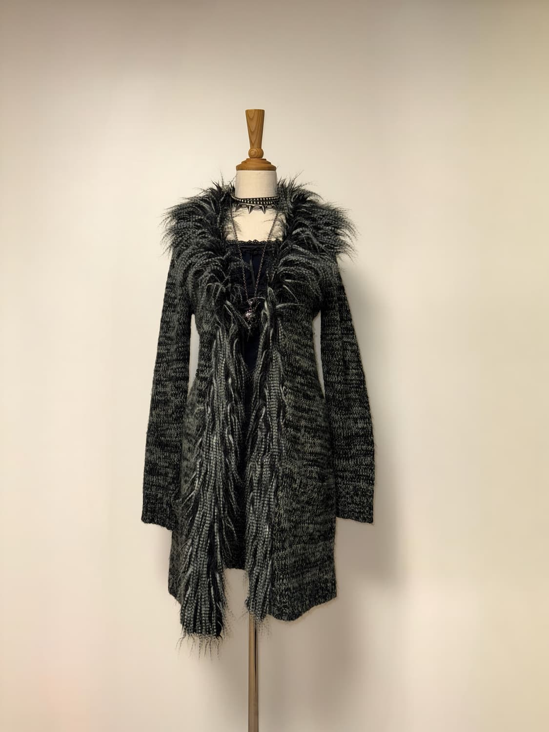 펑크 퍼 롱 오픈가디건 상품이미지1