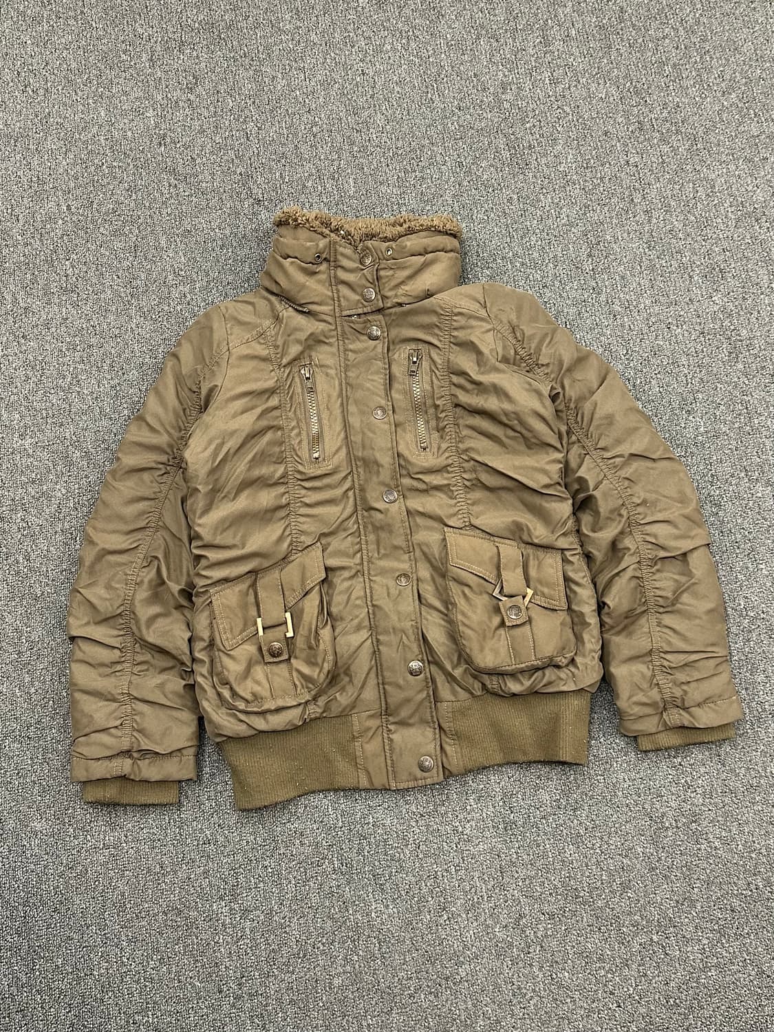 M)Japanese vintage 여성 셔링 디테일 패딩 야상 자켓 상품이미지1