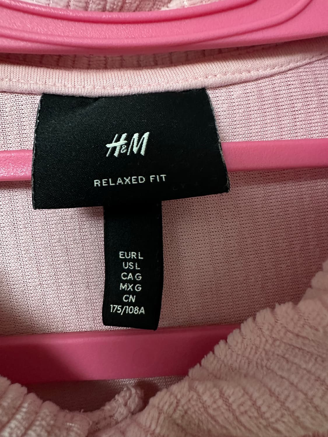 [L] H&M 수건 타월 카라티 폴로셔츠 핑크 상품이미지3
