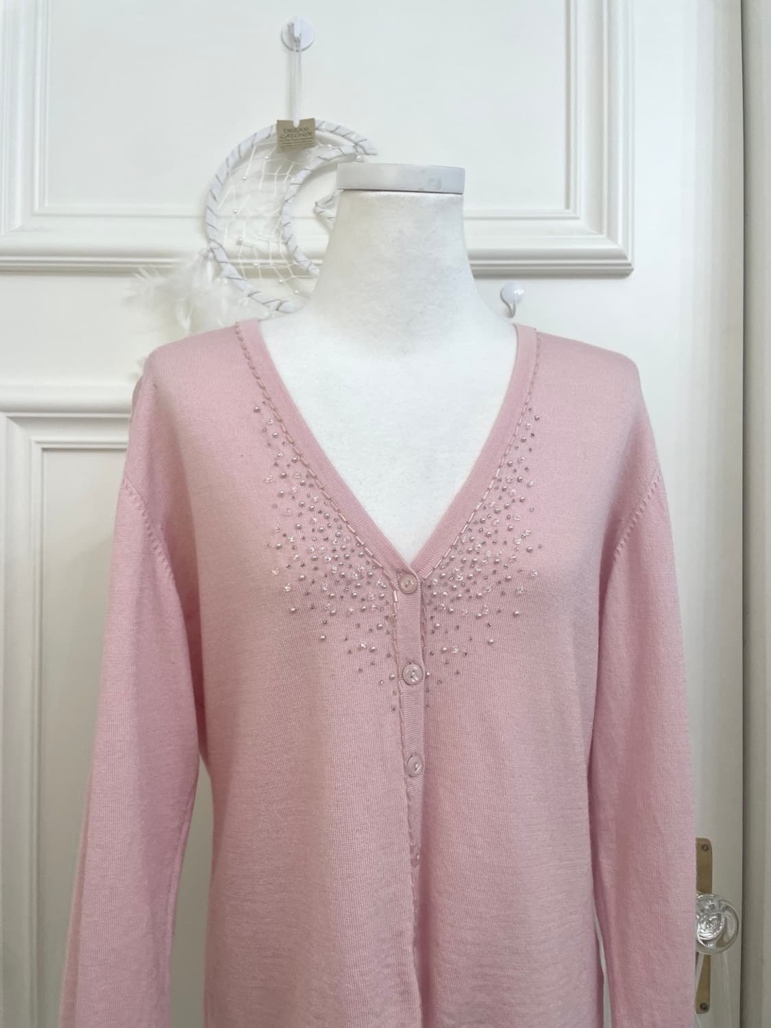 lovely pink beads point loose cardigan 상품이미지5