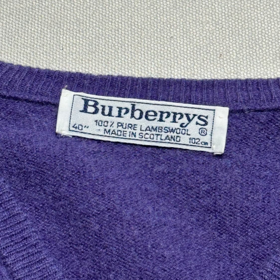 40 버버리 퓨어뉴 울 퍼플 브이넥 니트 상품이미지4