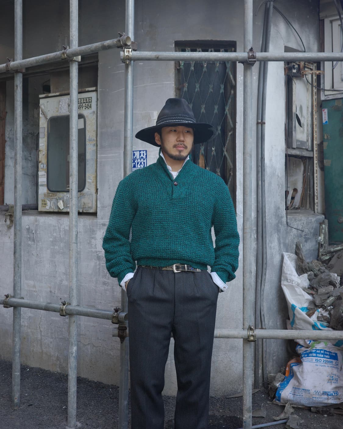 90‘s Van Heusen 엘보 레더패치 숄카라 니트 상품이미지7