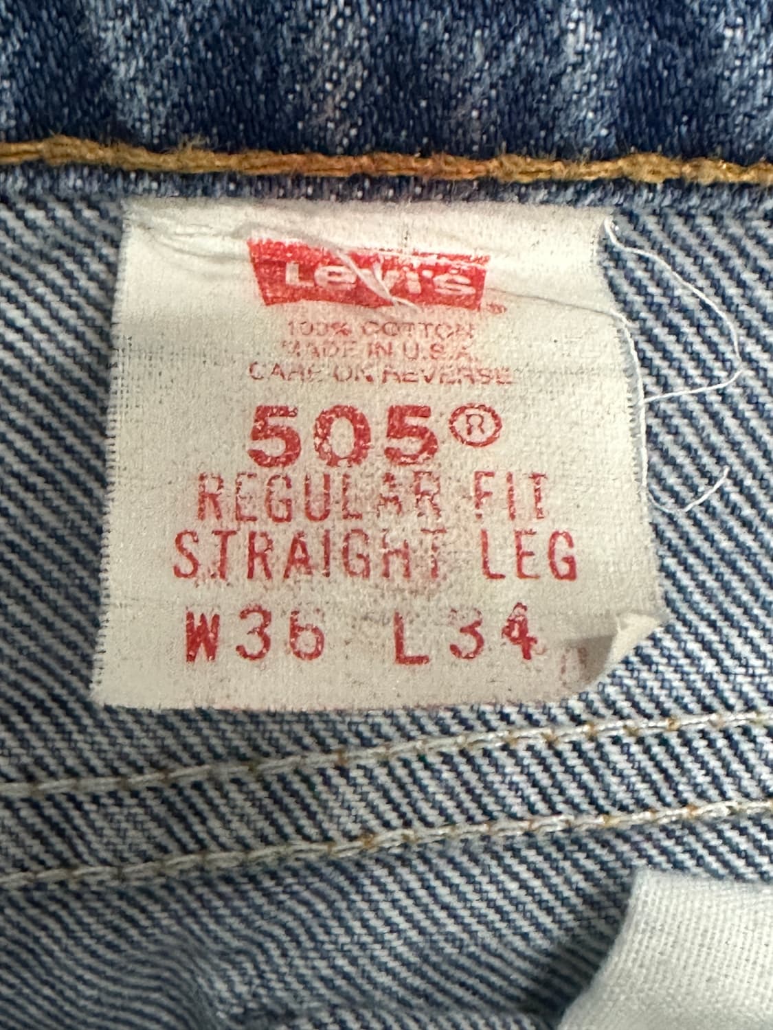 1996' 리바이스 505 데님 팬츠 36x34 상품이미지6