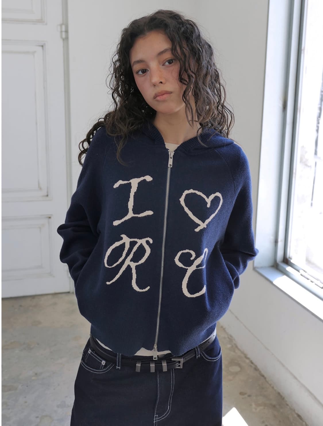 락케이크 니트 집업 Heart Knit Zip Up Hoodie 상품이미지2
