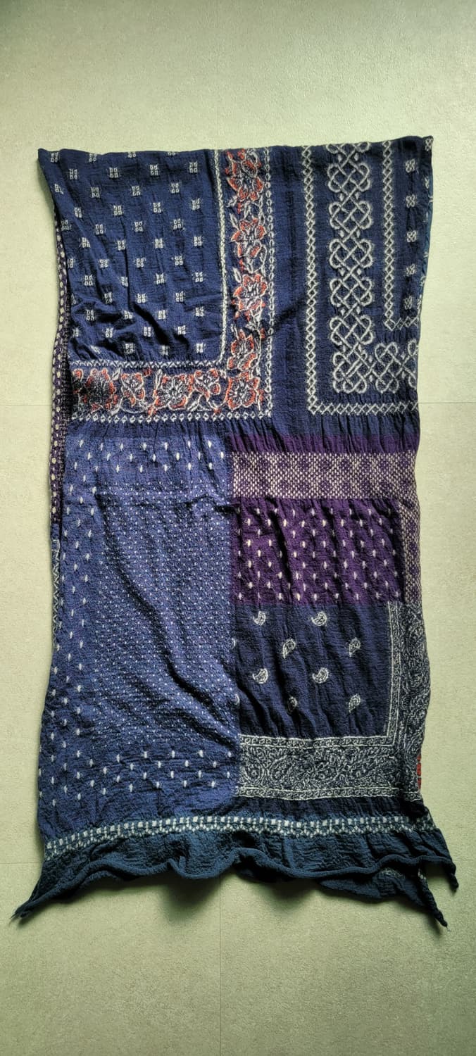 캐피탈 펠티드 울 반다나 패치워크 머플러 네이비 상품이미지4