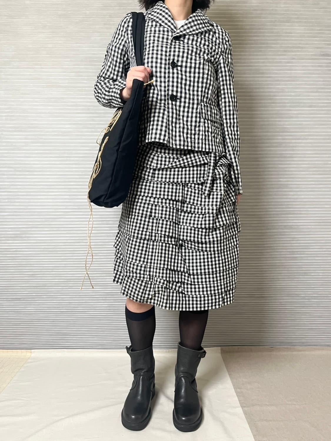 꼼데가르송 깅엄체크 러플 랩스커트 comme des garcons 상품이미지1