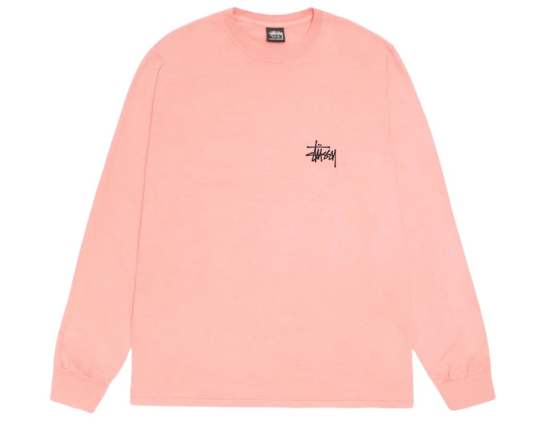 스투시 Stussy 베이직 피그먼트 다이드 롱슬리브 티셔츠 코랄 핑크  상품이미지2