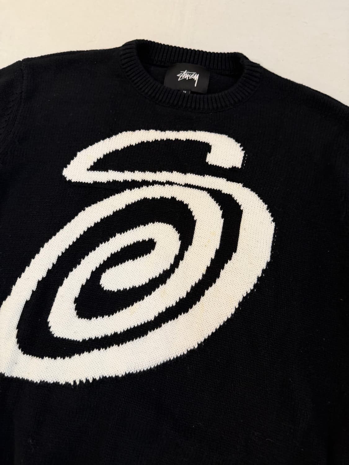 스투시 컬리 S 빅로고 울 니트 블랙 상품이미지2