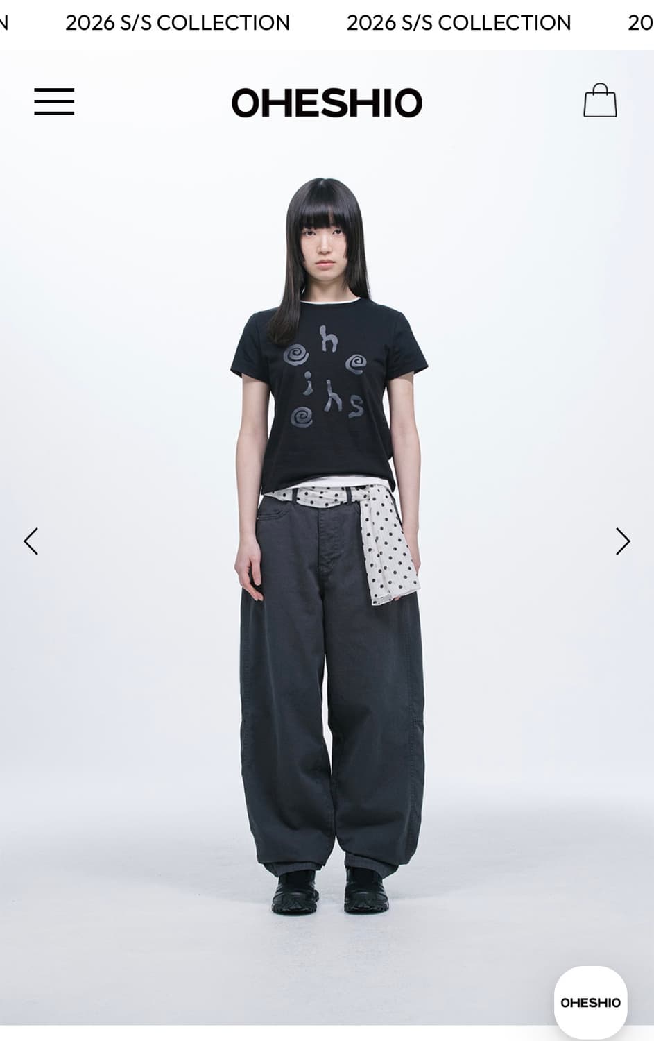오헤시오 WIDE CURVED PANTS, CHARCOAL 상품이미지1