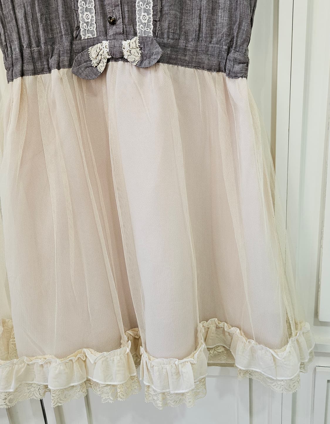 엑시즈팜(Axes Femme) 레이스 배색 튤 원피스 상품이미지3