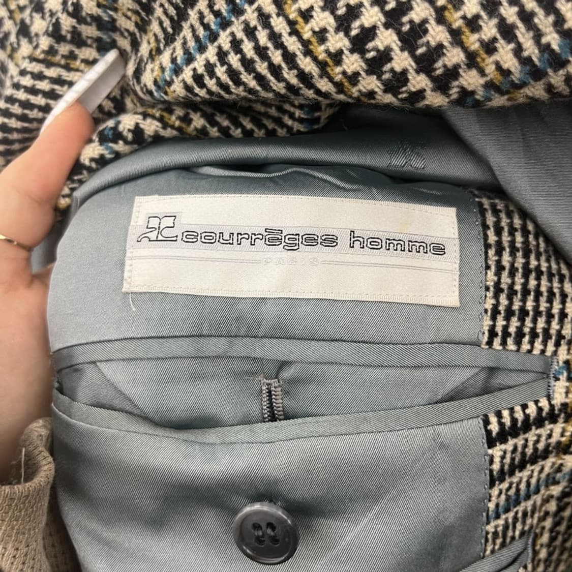 꾸레쥬 옴므 빈티지 모던 시크 하운드 체크 블레이저 자켓 3 C10795 상품이미지5