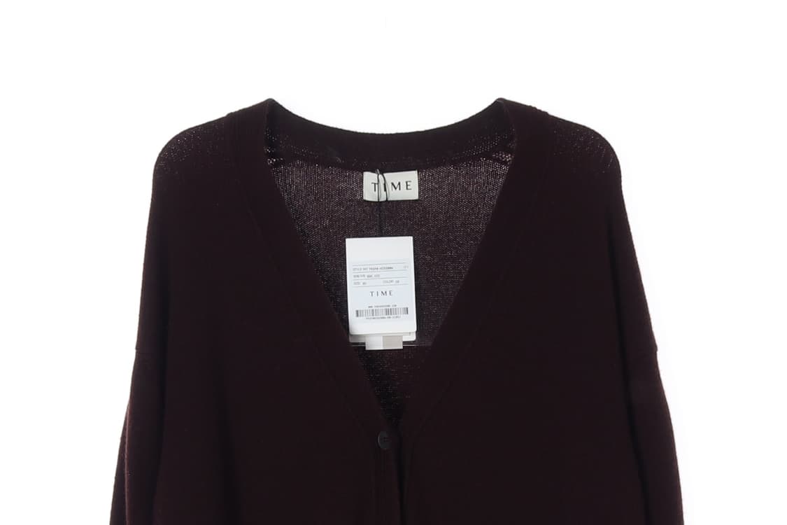 (새상품)[S]타임 캐시미어100% 브라운 레이스업 롱 니트 가디건
 상품이미지2