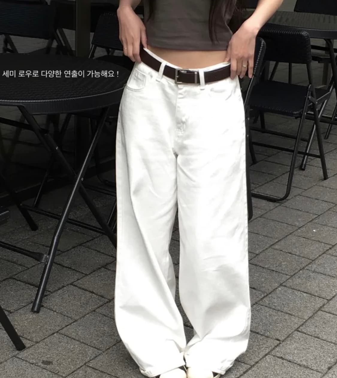 화이트 와이드 데님팬츠 상품이미지3