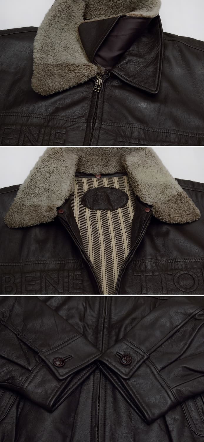 베네통 이태리 블루패밀리 레더 봄버 가죽 항공 자켓 (105+) 상품이미지9