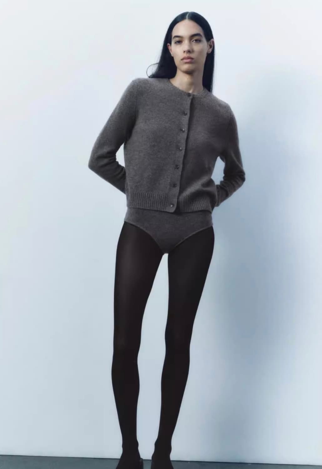 Zara 자라 울 100 가디건 그레이 상품이미지3