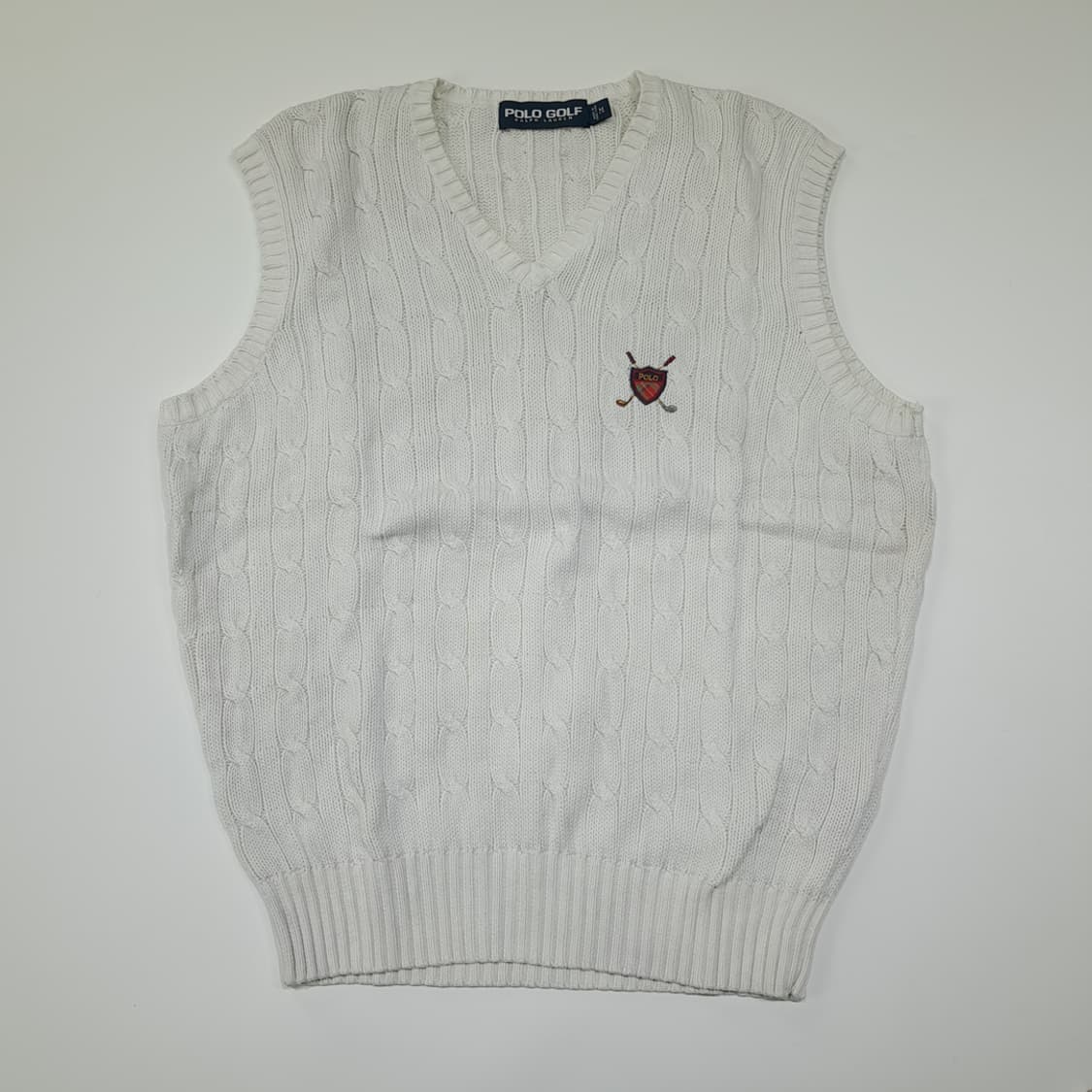 CL360 M 폴로 90s 홍콩판 화이트 케이블 니트 베스트 상품이미지1