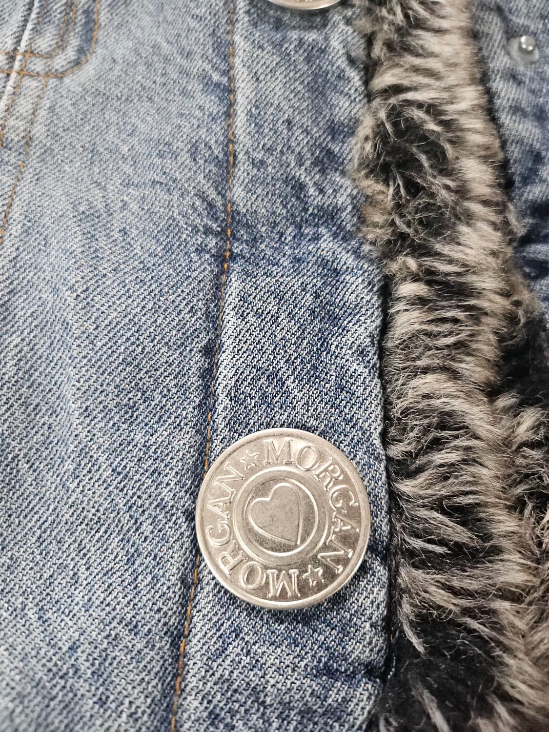 모르간 Y2K 빈티지 퍼트리밍 데님자켓 청자켓 S 상품이미지4