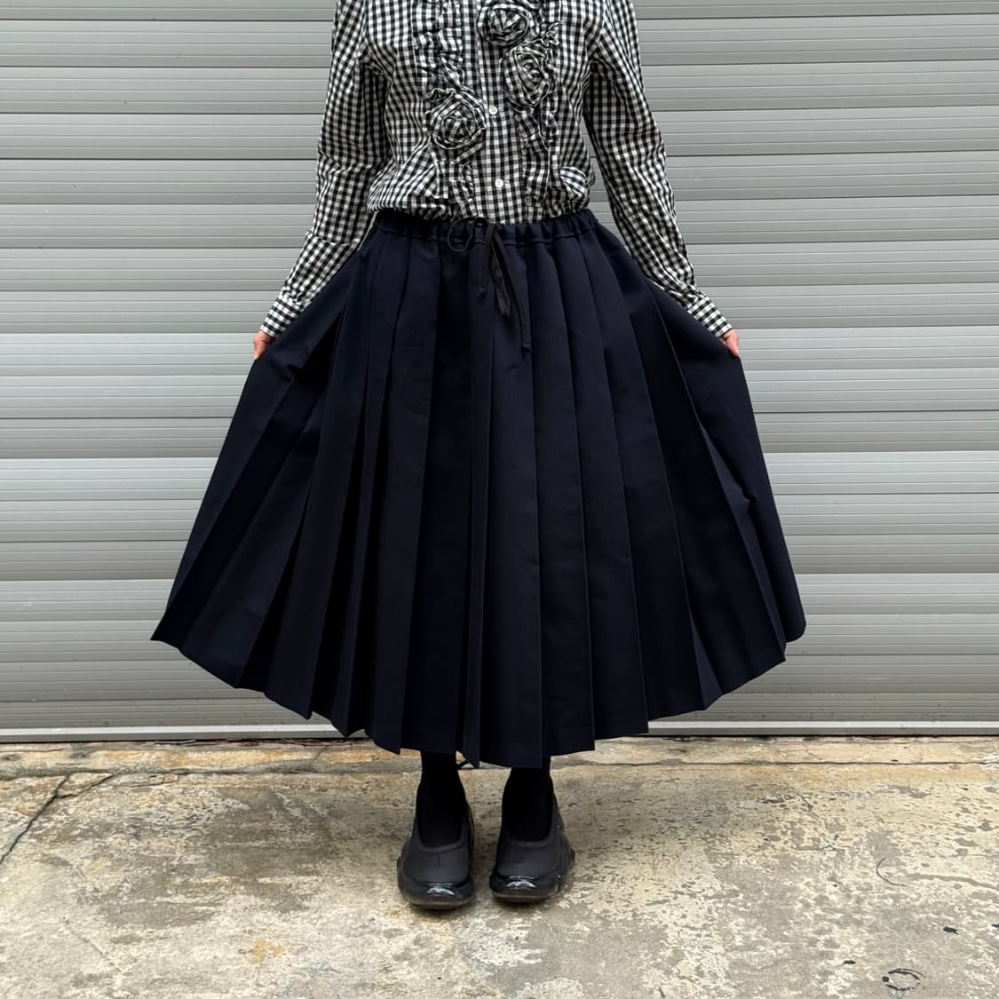 Pleats Navy Long Skirt 상품이미지9