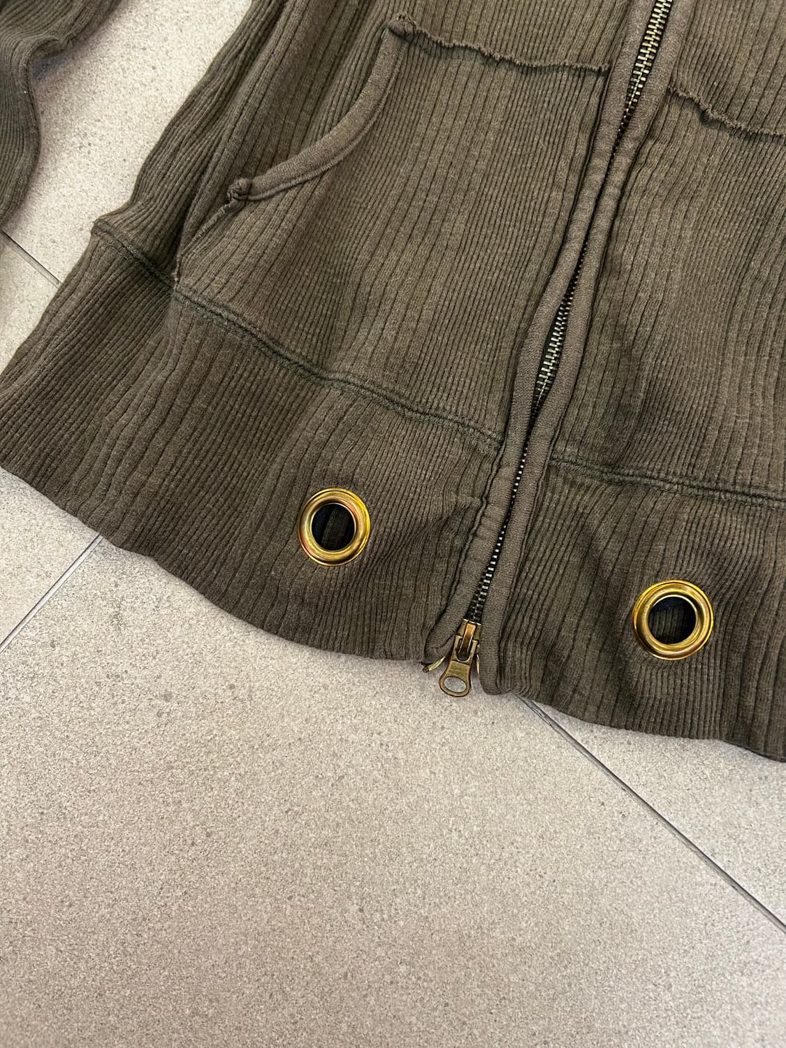 y2k 카키 골지 후드집업 상품이미지6