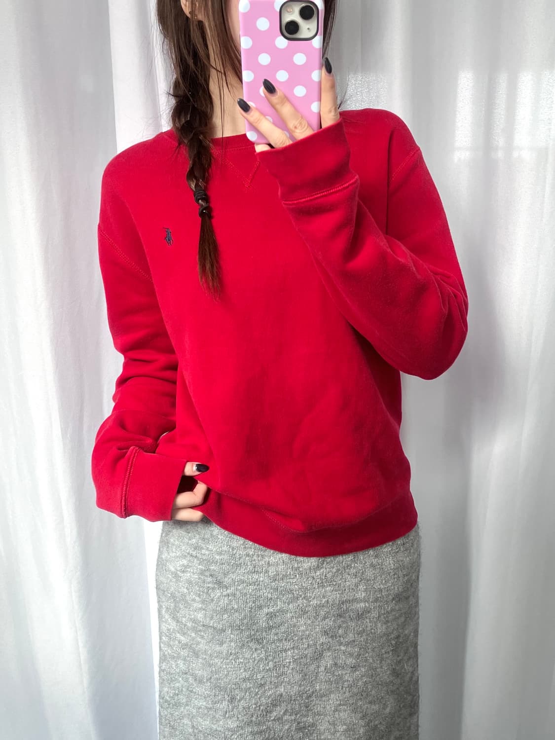 Polo 폴로 랄프로렌 신형 레드컬러 코튼 맨투맨 상품이미지6