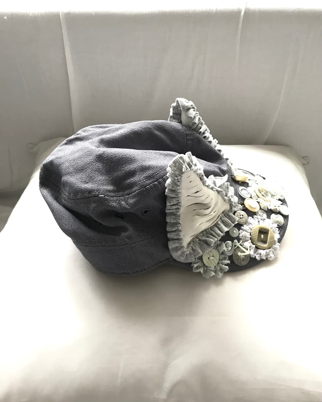 Custom🐾)Grey-Blue frill Cat-Ear mix cap 상품이미지4