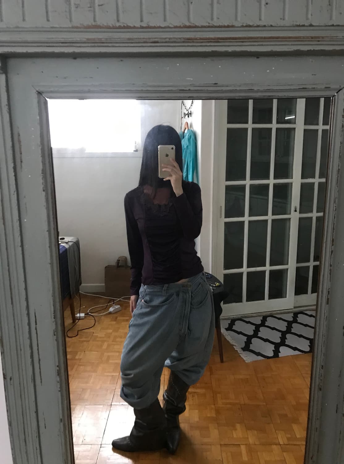 vintage purple lace shirring top 상품이미지4