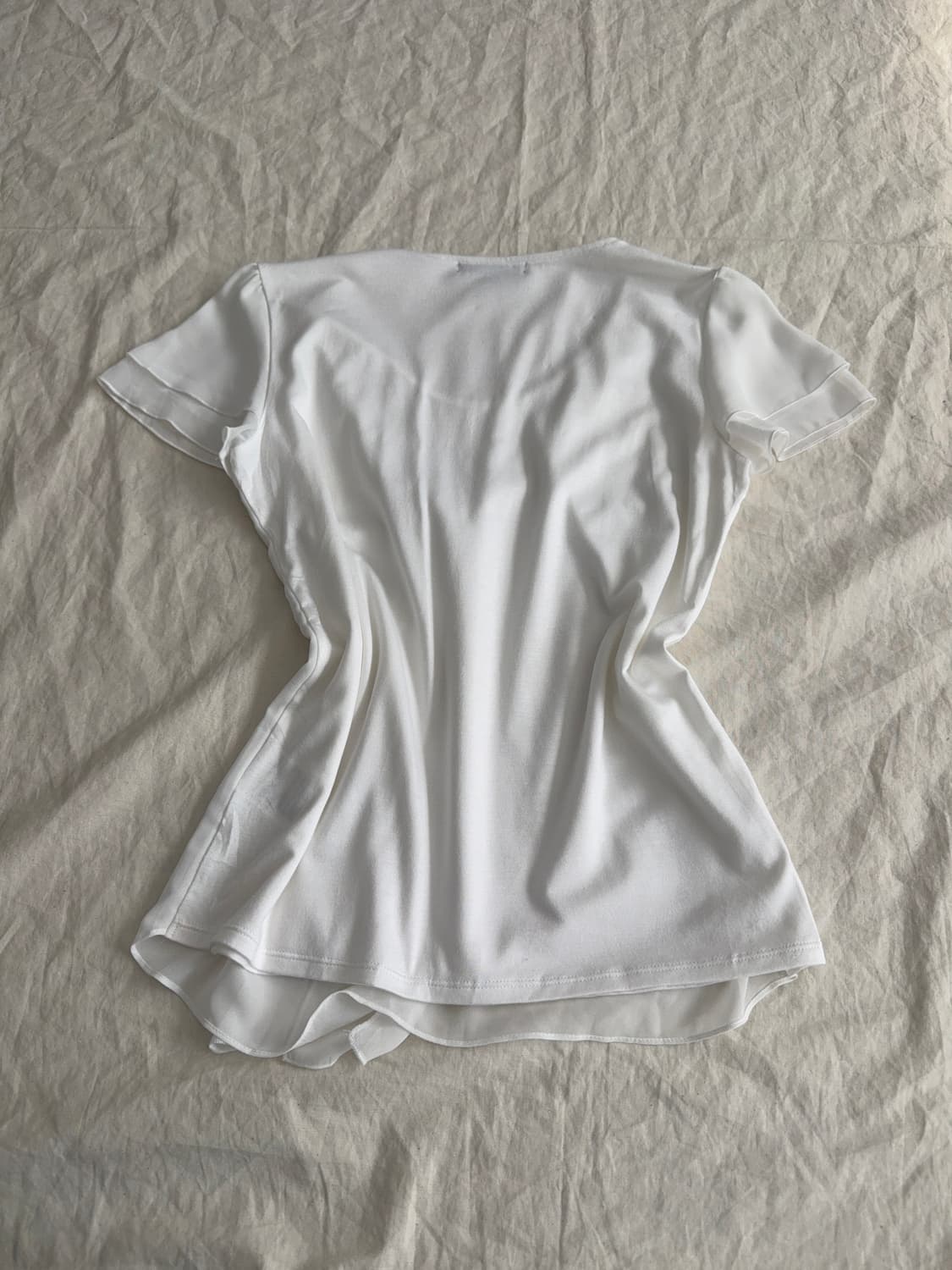 아이보리 쉬폰 블라우스 반팔탑 상품이미지4