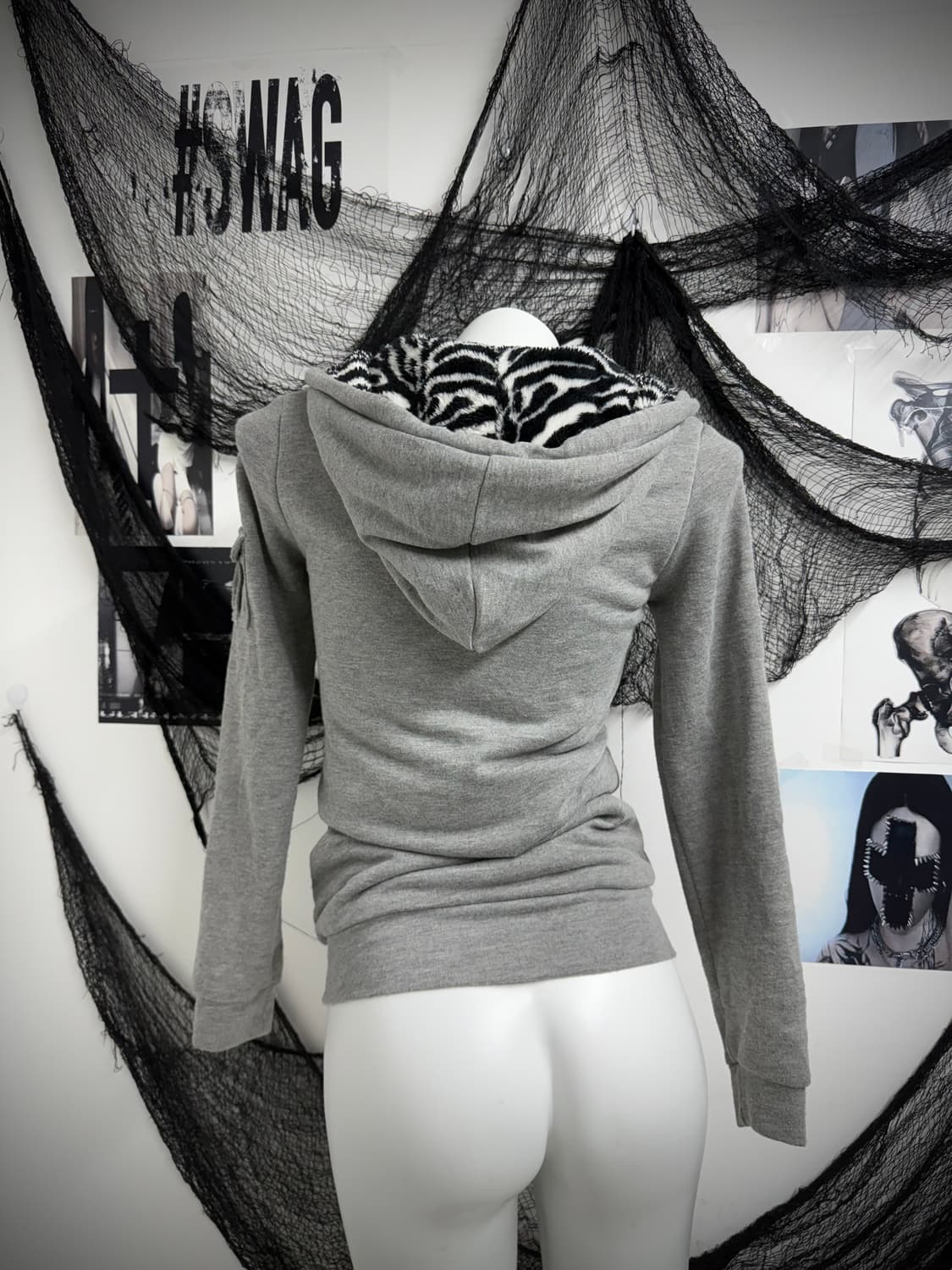 Cecil mcbee zebra pattern fur hood zipup 상품이미지4