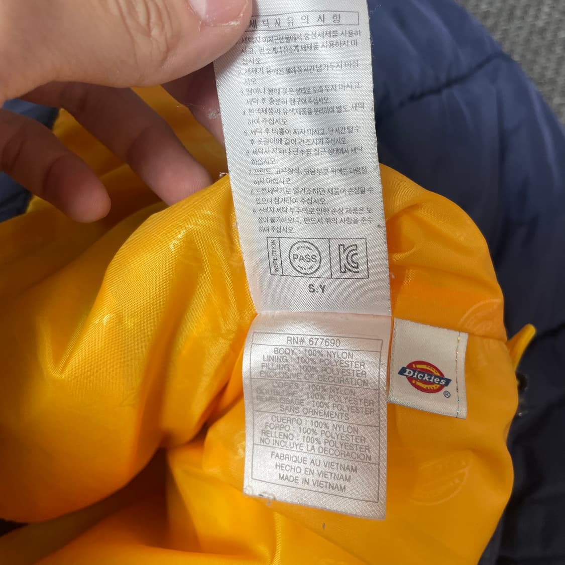 디키즈 옐로우 로고 USA 네이비 덕다운 패딩 M 상품이미지6