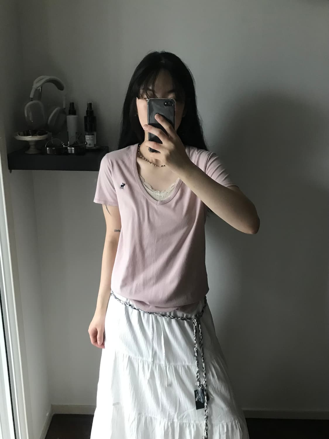 아베크롬비 산양 로고 핑크 브이넥 반팔티 상품이미지3
