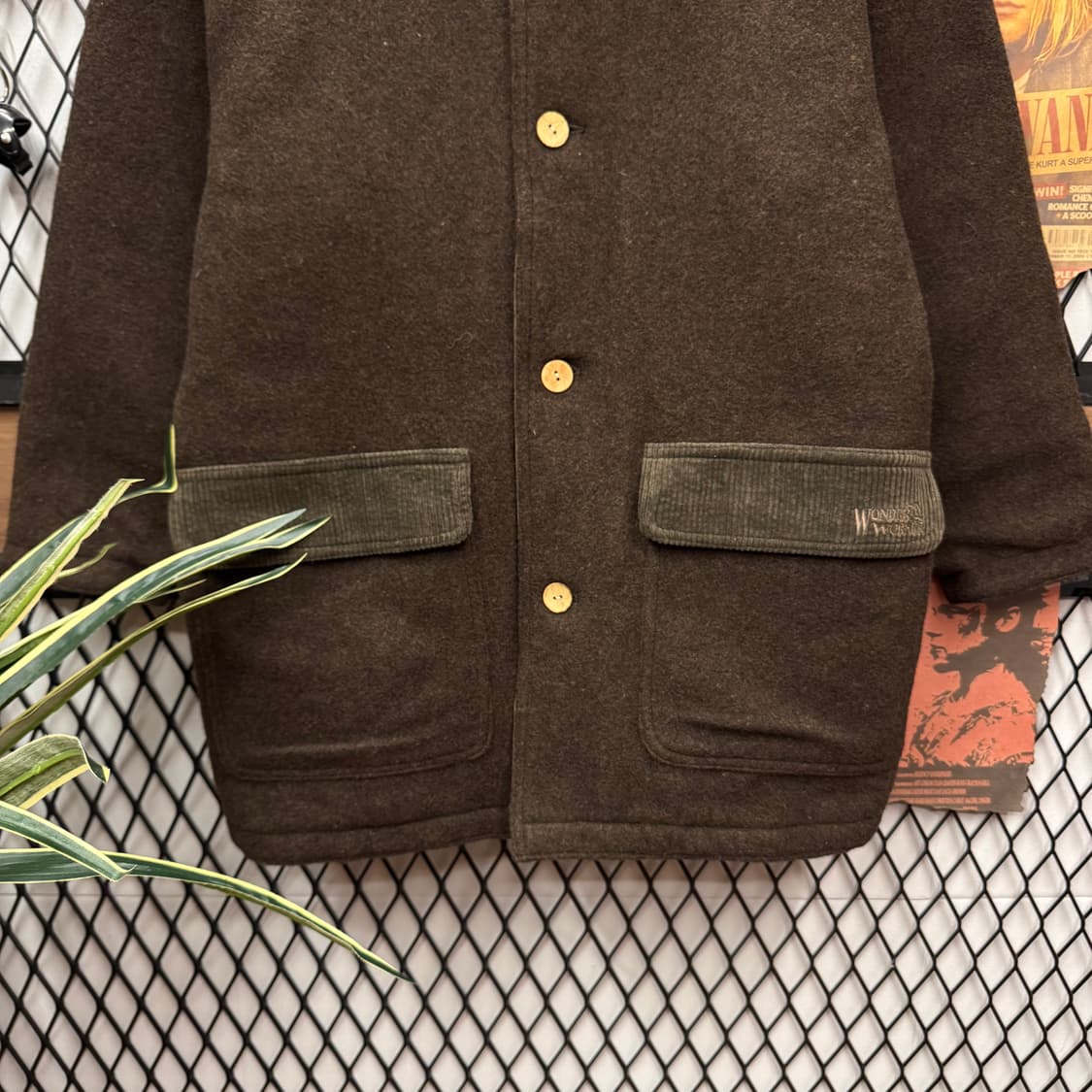 90s 원더워커 클래식 반코트 안감 퀼팅 포인트 브라운 상품이미지4