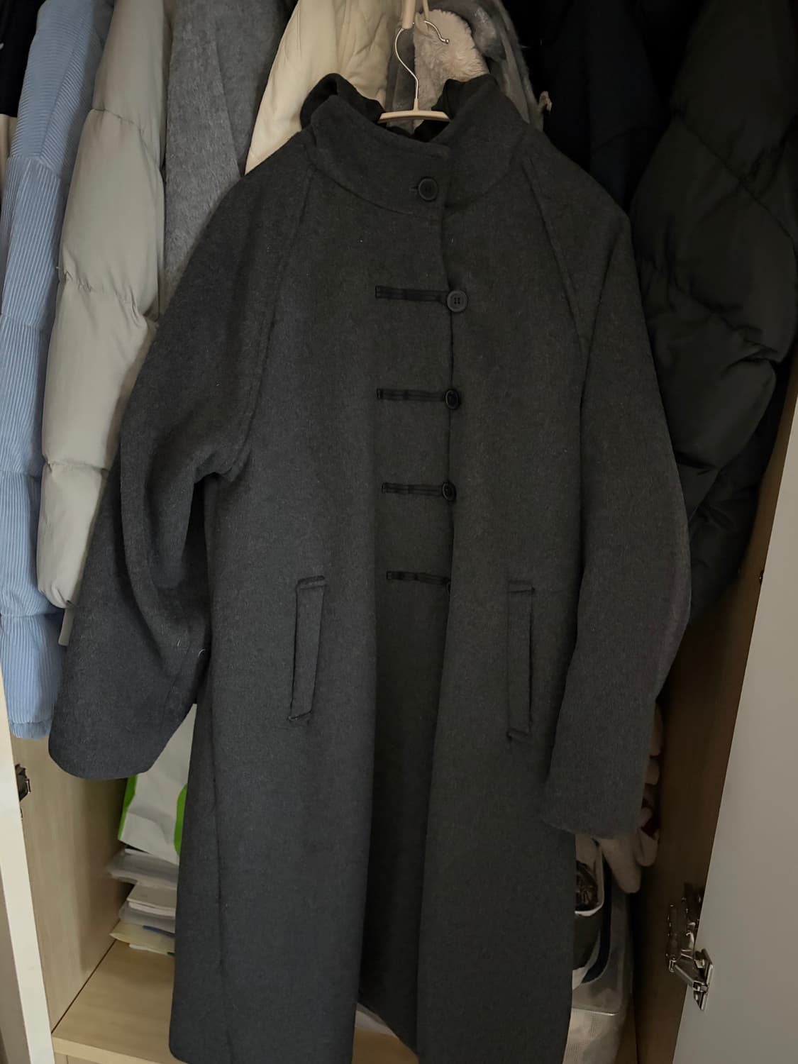 미세키서울 후디 롱 더플코트 차콜 상품이미지2