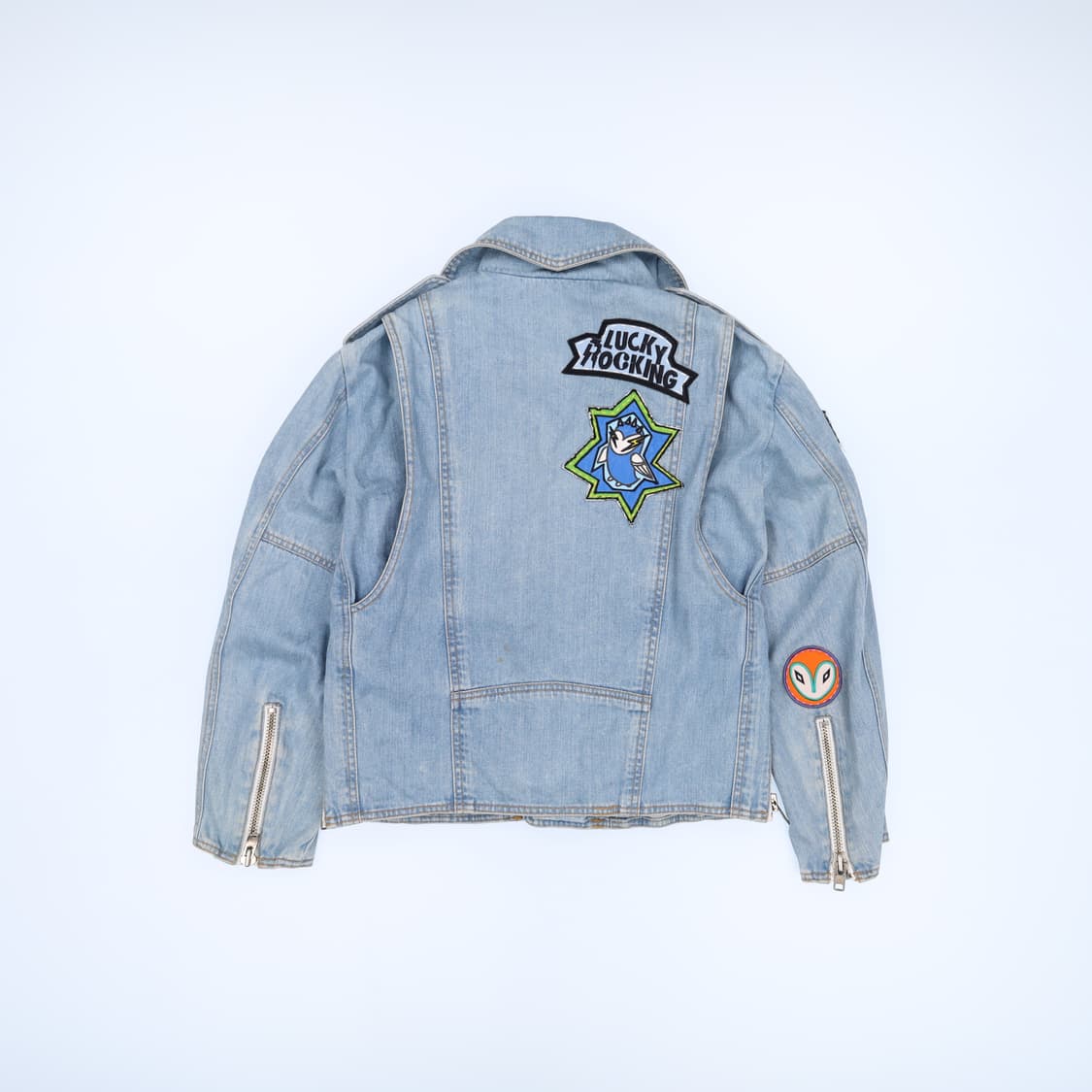[Free] 럭키슈에뜨 패치로고 데님 라이더 청자켓 N7080 상품이미지2