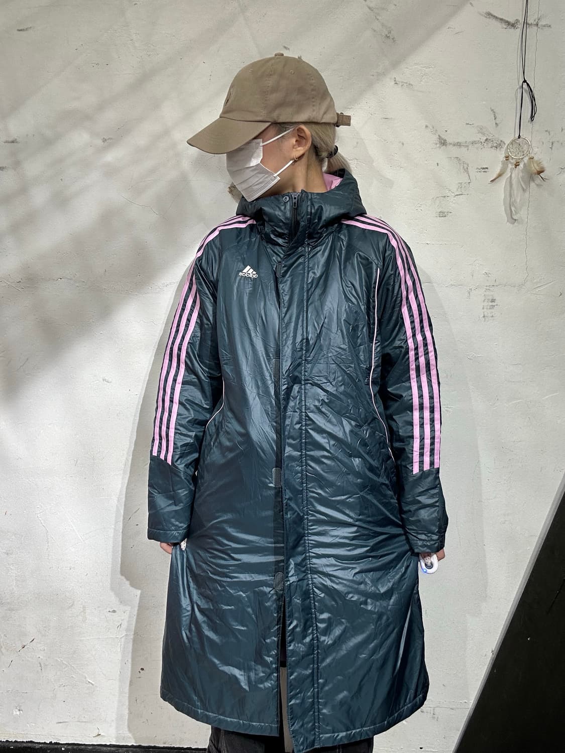 아디다스 차콜 핑크 포인트 삼선 후드 트랙 자켓 L 상품이미지2