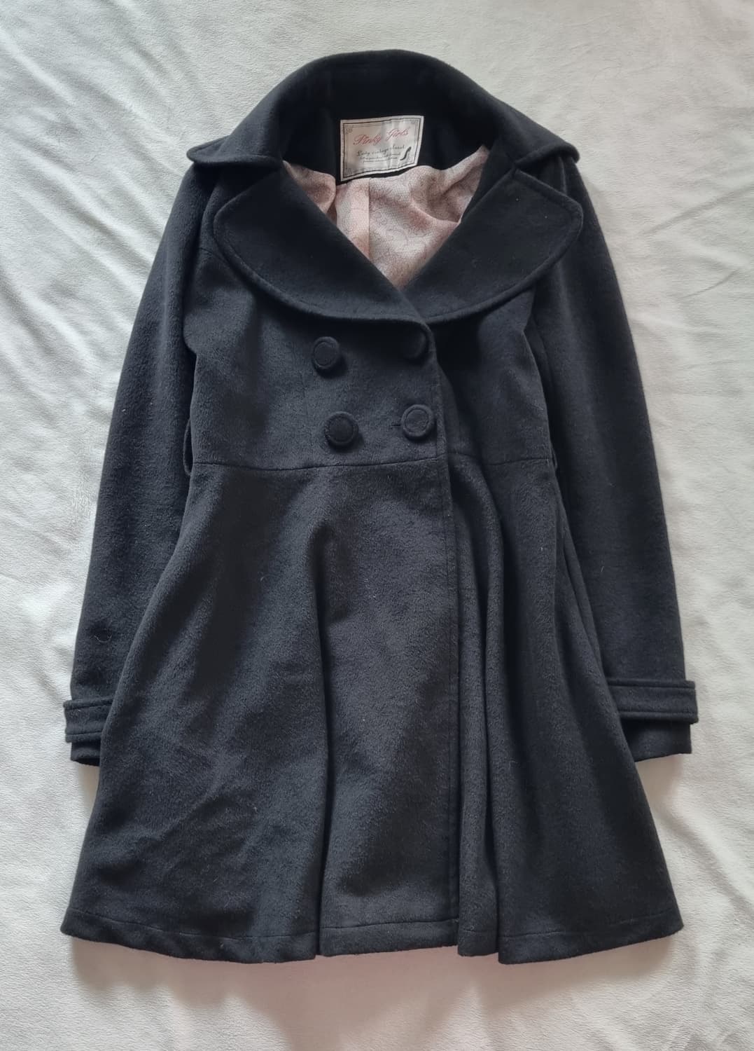 빈티지 핑키걸즈 갸루 블랙 코트 상품이미지1