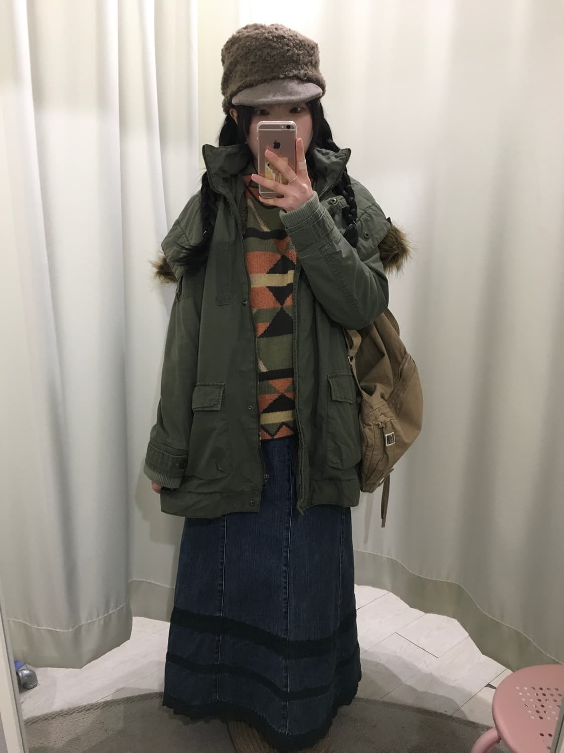 히피모리 레이스 데님 롱스커트 상품이미지6