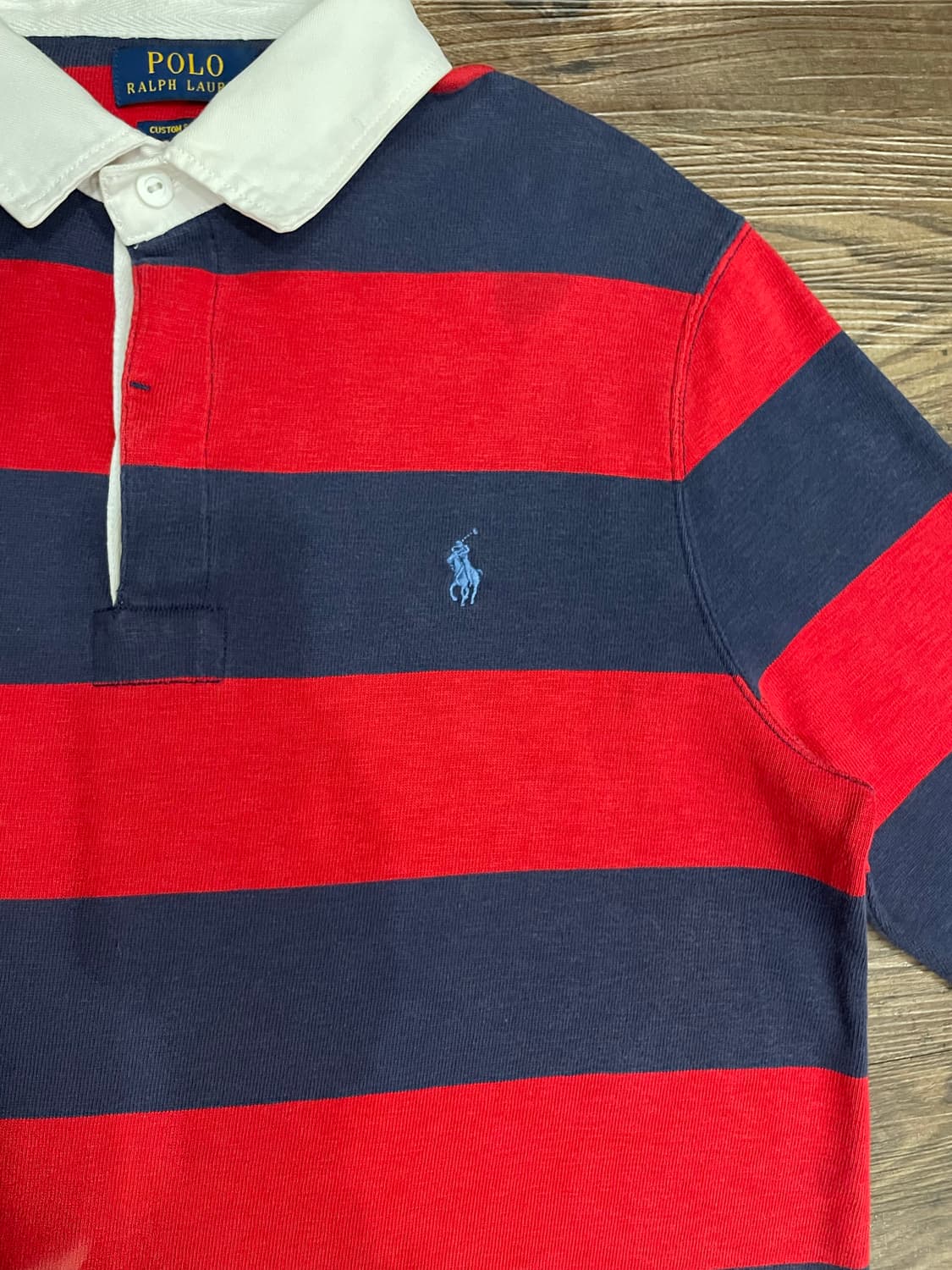 폴로 랄프로렌 스트라이프 럭비티 레드 네이비 상품이미지4