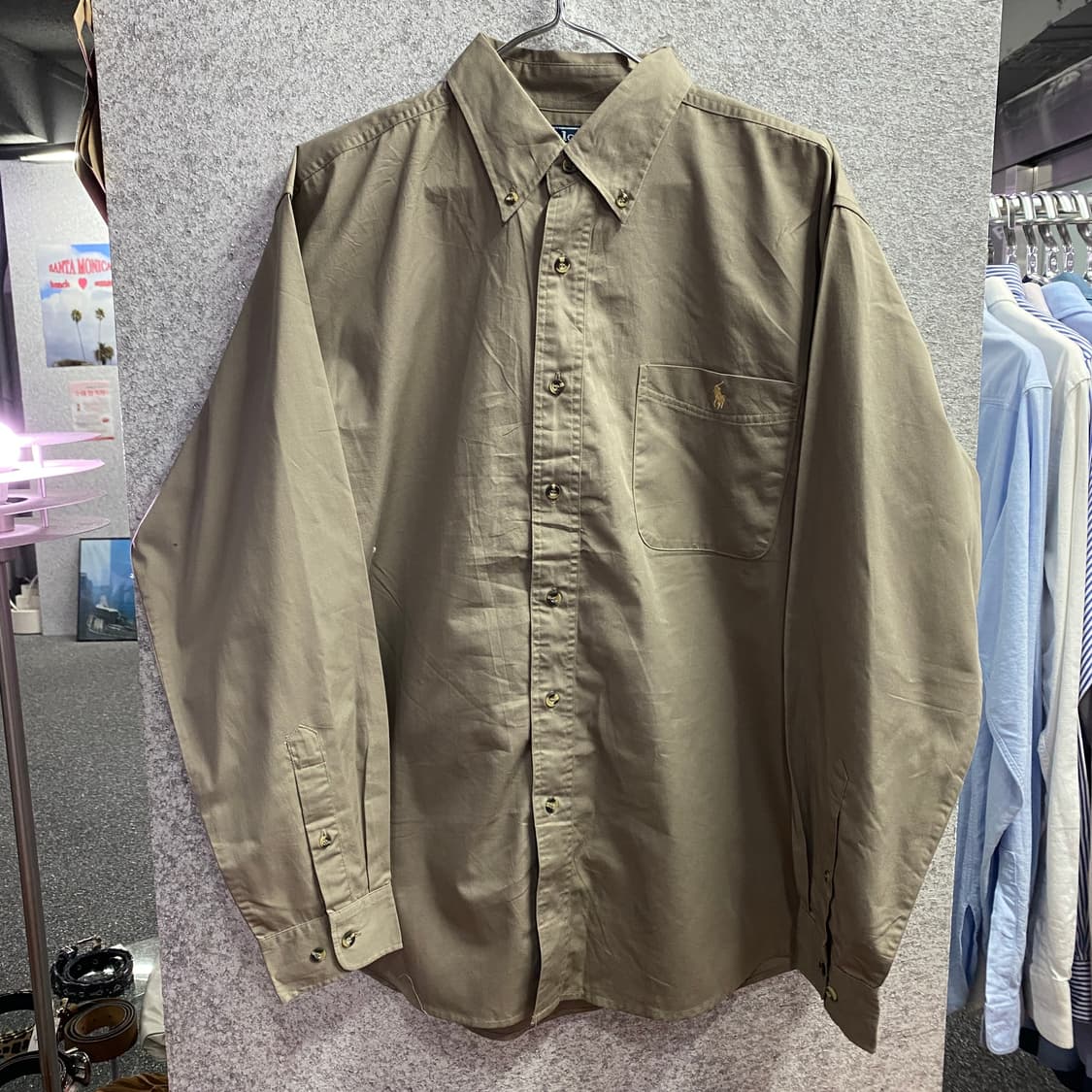 폴로 랄프로렌 자수 로고 베이지 솔리드 셔츠B3558 상품이미지2