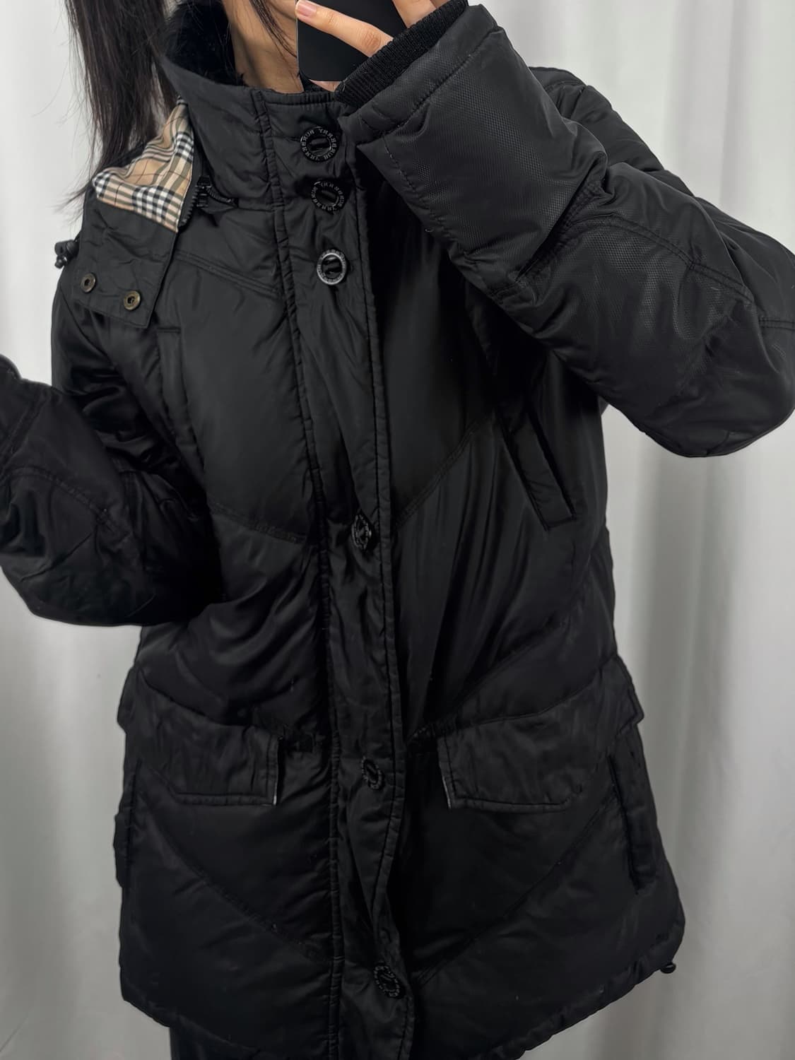 버버리 블랙 라벨 퍼 카라 롱패딩 자켓 상품이미지2