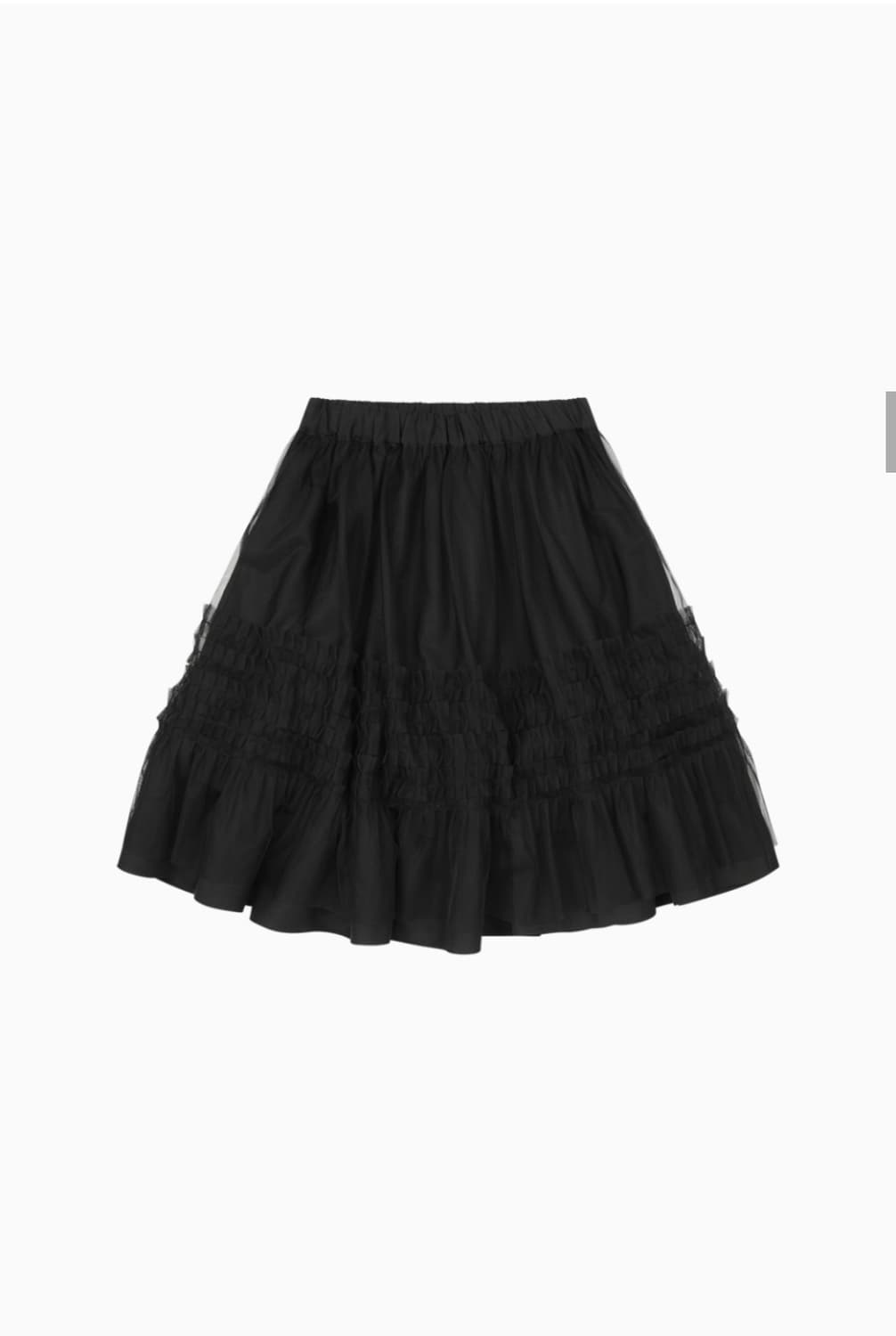 오헤시오 LAYERED SHEER FRILL SKIRT, BLACK 상품이미지2