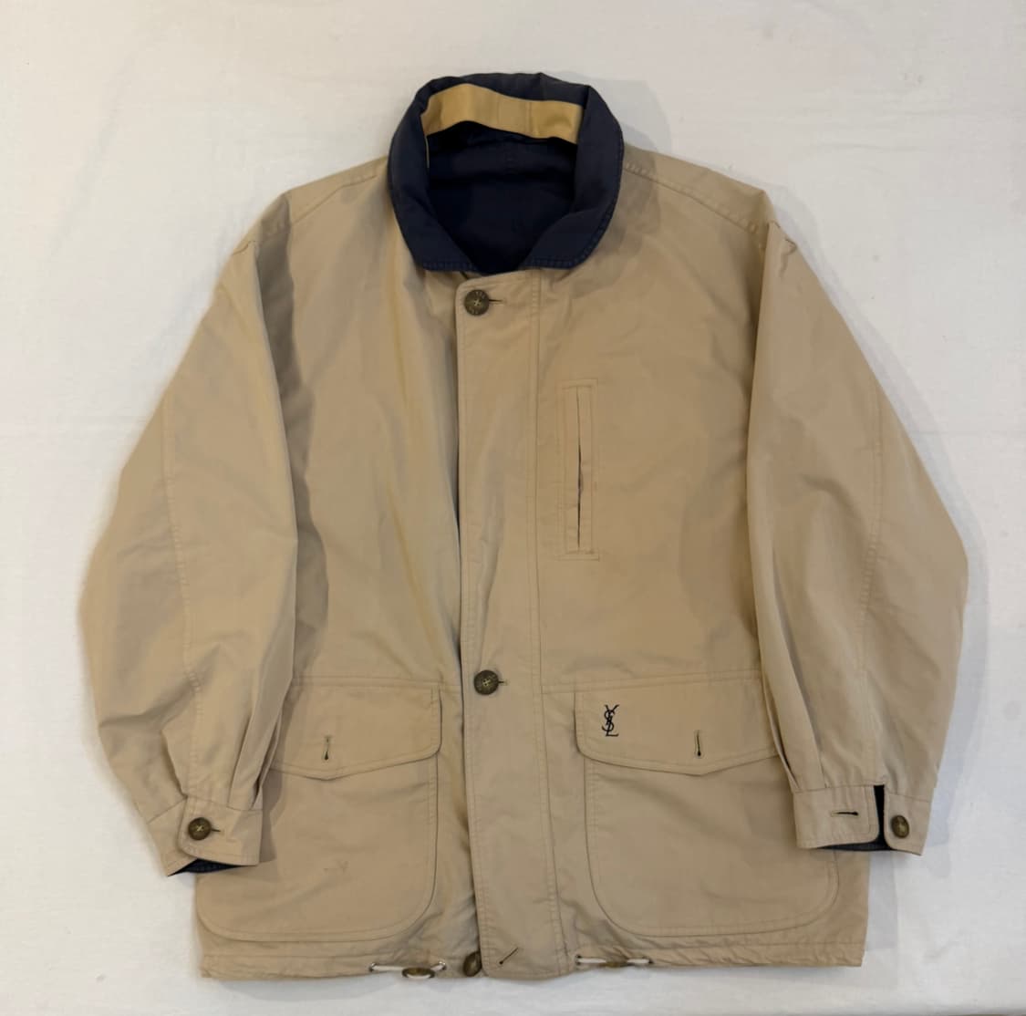 90s YSL 입생로랑 리버시블 블루종 사파리 자켓 베이지 상품이미지2