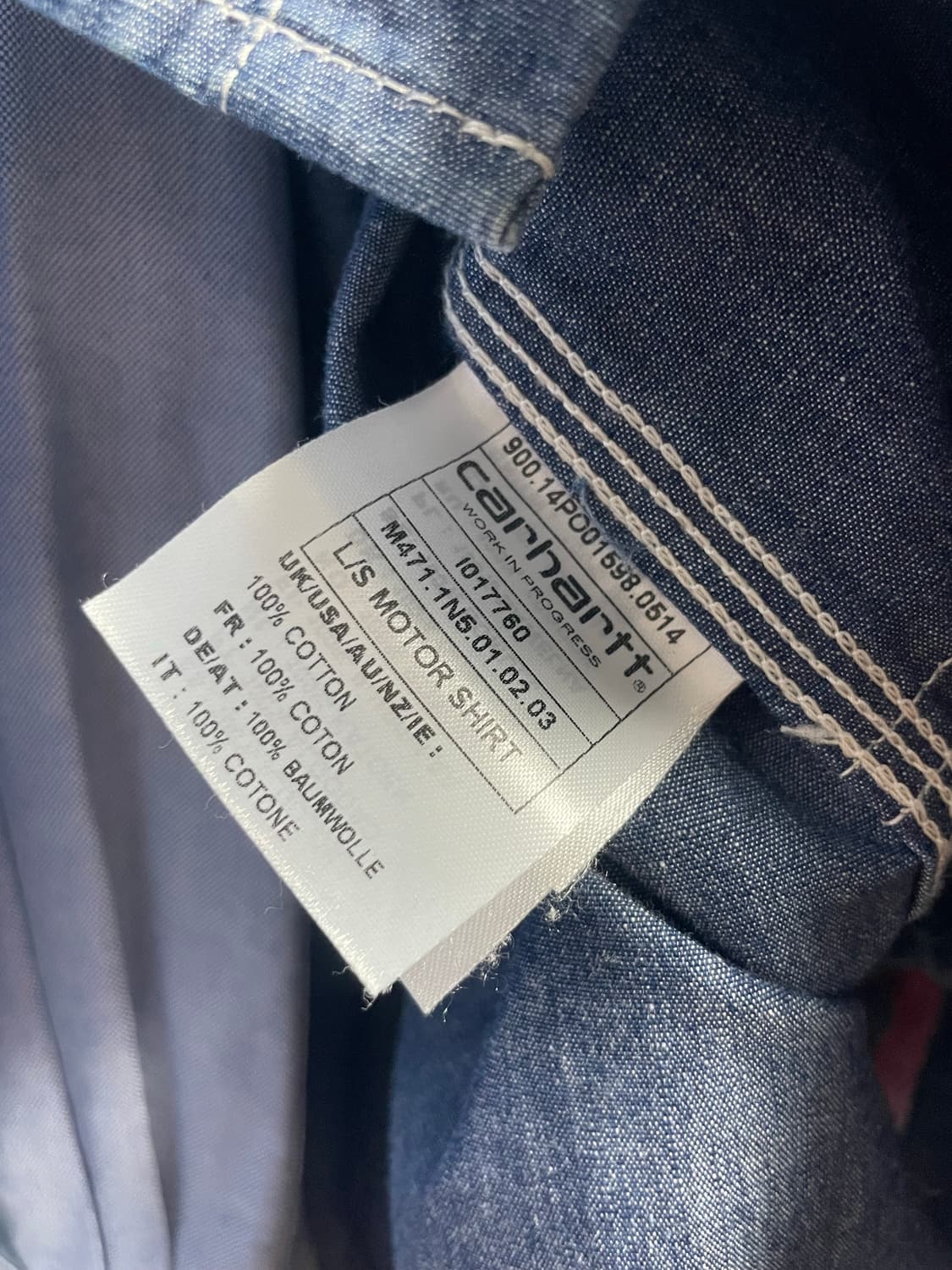 CARHARTT 칼하트 motor 스티치 데님 셔츠 상품이미지4